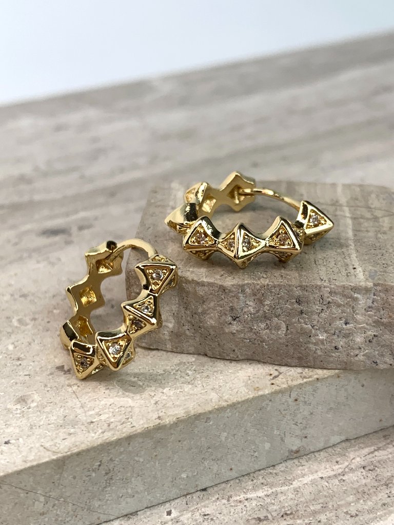 New~ Anthropologie Pave Spiked Huggie Hoop Earrings